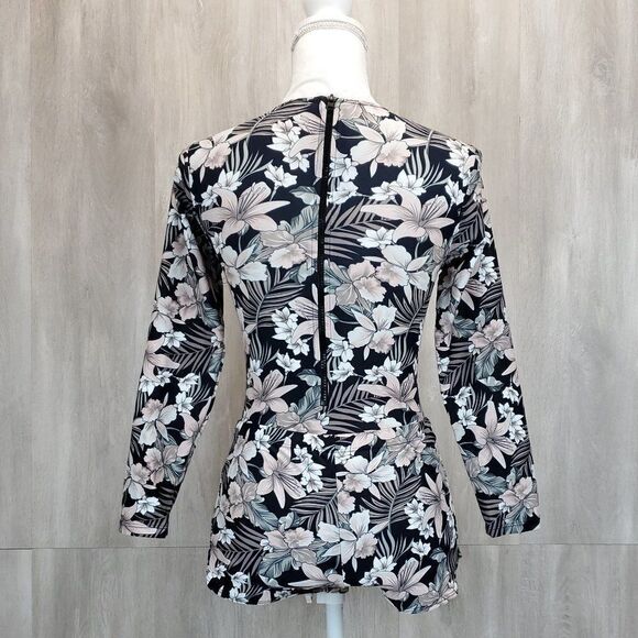 Misfit Retro Floral Cut Out Zipped Rashguard Set G-0191.92 - Picture 8 of 15